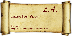 Leimeter Apor névjegykártya